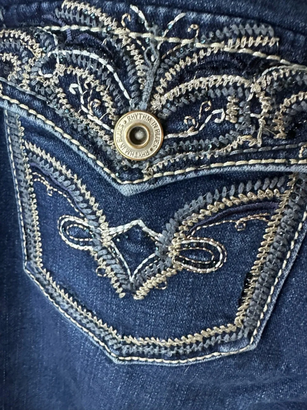 Rhythm & Blues Women's Boot Cut Jeans - Dark Blue - Picture 10 of 11